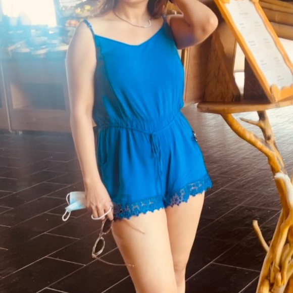 Pants - ❌SOLD OUT❌Blue playsuit/ Strapy romper